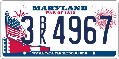 MD license plate 3BK4967