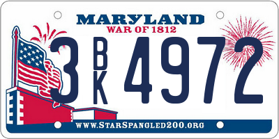 MD license plate 3BK4972