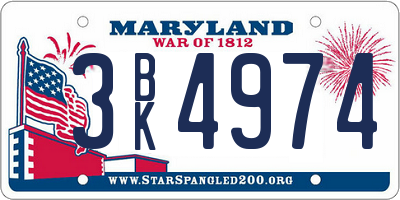 MD license plate 3BK4974