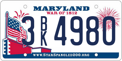 MD license plate 3BK4980