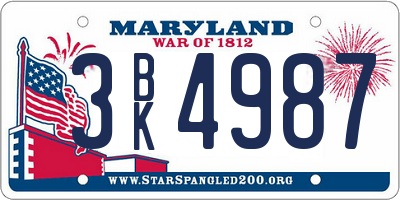 MD license plate 3BK4987