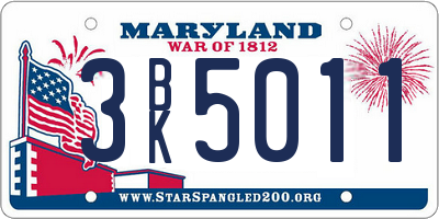 MD license plate 3BK5011