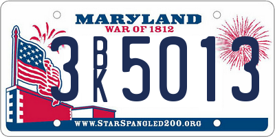 MD license plate 3BK5013