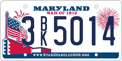 MD license plate 3BK5014