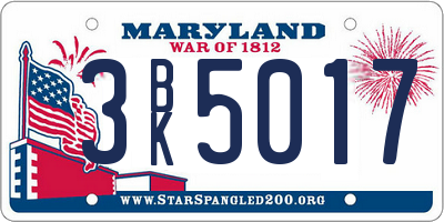 MD license plate 3BK5017