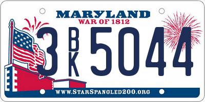 MD license plate 3BK5044