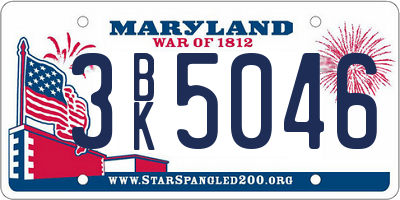 MD license plate 3BK5046
