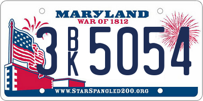 MD license plate 3BK5054