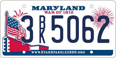 MD license plate 3BK5062