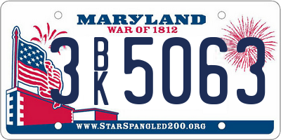 MD license plate 3BK5063