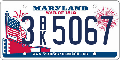 MD license plate 3BK5067