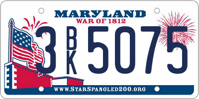 MD license plate 3BK5075
