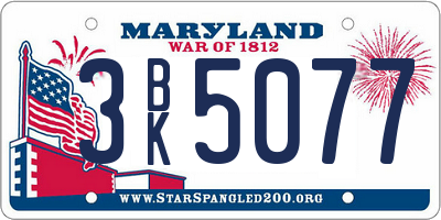MD license plate 3BK5077