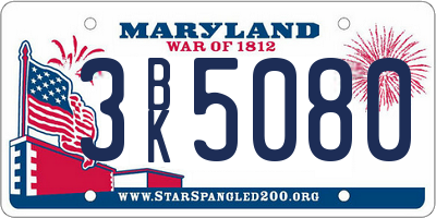 MD license plate 3BK5080