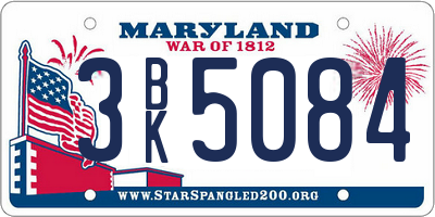 MD license plate 3BK5084
