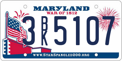 MD license plate 3BK5107