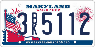MD license plate 3BK5112
