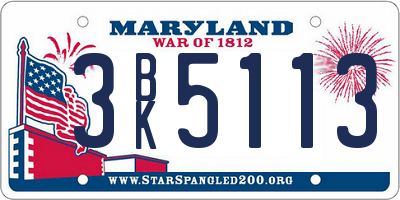 MD license plate 3BK5113