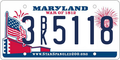 MD license plate 3BK5118