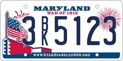 MD license plate 3BK5123