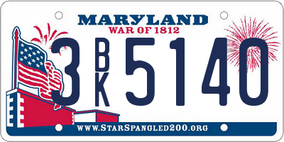 MD license plate 3BK5140