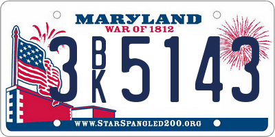MD license plate 3BK5143