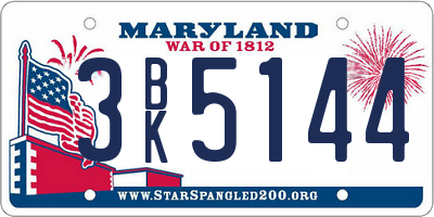MD license plate 3BK5144
