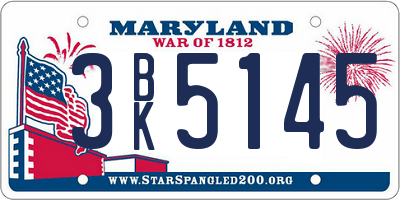 MD license plate 3BK5145