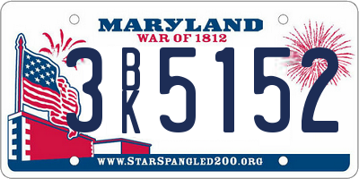 MD license plate 3BK5152
