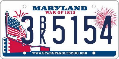 MD license plate 3BK5154