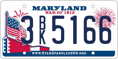 MD license plate 3BK5166
