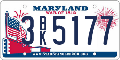 MD license plate 3BK5177