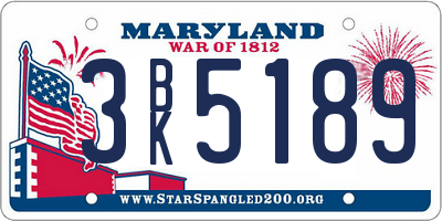 MD license plate 3BK5189