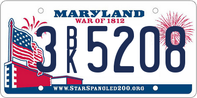 MD license plate 3BK5208