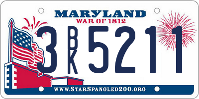 MD license plate 3BK5211