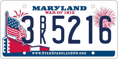 MD license plate 3BK5216