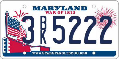 MD license plate 3BK5222