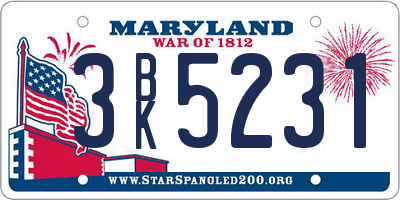 MD license plate 3BK5231