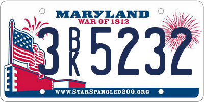 MD license plate 3BK5232