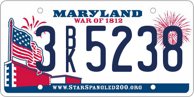MD license plate 3BK5238