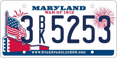 MD license plate 3BK5253