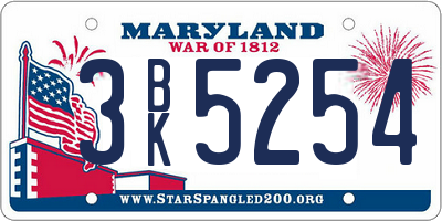 MD license plate 3BK5254