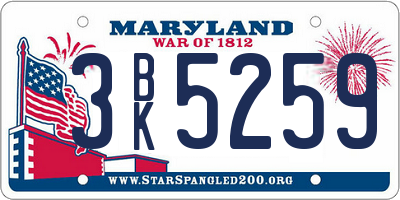 MD license plate 3BK5259