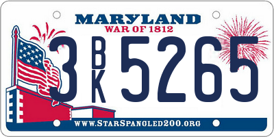 MD license plate 3BK5265