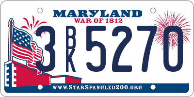 MD license plate 3BK5270