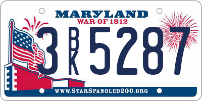 MD license plate 3BK5287