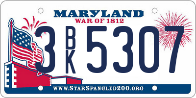 MD license plate 3BK5307