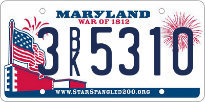 MD license plate 3BK5310