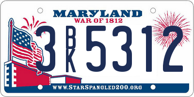 MD license plate 3BK5312