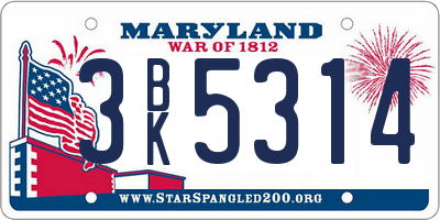 MD license plate 3BK5314